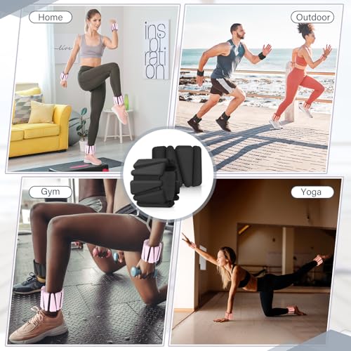 Pilates 2Lbs Each(Set of 4) Wrist Ankle Weights for Women, Wearable Arm Leg, Adjustable Weighted Wristbands Arm Leg Weights Suitable for Walking Swimming Running Yoga Gym - color: Black
