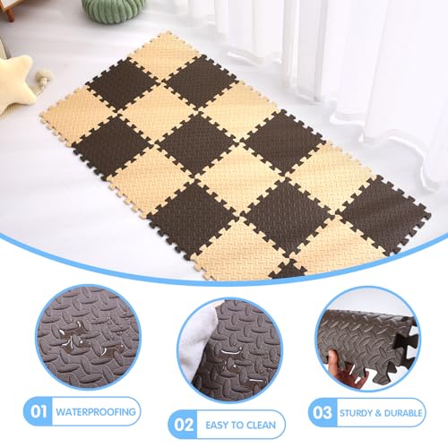 Foam Play Mat, EVA Non-Toxic Interlocking Floor Mats - color: Beige/Coffee, size: 16 Pcs/47.2*47.2