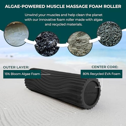 Tidal Roller - Charcoal - Muscle Massage Foam Roller for Back Pain & Stretching - Firm and Ergonomic Wide Wave Textured - Yoga, Athletics, & Wellness - Full Size, 20" x 5" - color: Charcoal