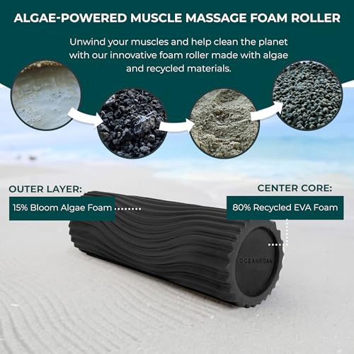 Tidal Roller - Charcoal - Muscle Massage Foam Roller for Back Pain & Stretching - Firm and Ergonomic Wide Wave Textured - Yoga, Athletics, & Wellness - Full Size, 20" x 5" - color: Charcoal