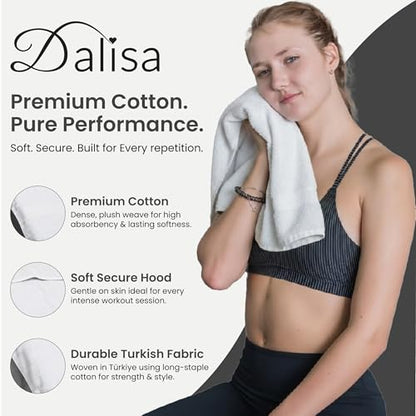 Dalisa Bench Hood Gym Towel – 100% Turkish Cotton – Non-Slip Hooded Design for Weight Benches – 450 GSM – 19.7" x 51.2" – Ultra-Absorbent, Quick-Dry Workout Towel – Made in Türkiye – White - color: White