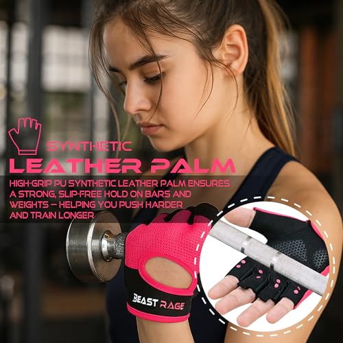 Workout Gloves for Men & Women - Fingerless Gym Gloves with Palm Protection, Breathable & Lightweight for Weightlifting, Cycling & Pull Up