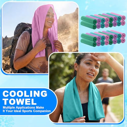 100 Pcs Cooling Towels Bulk 32 x 12 Inch Ice Towel Bulk Cooling Rag for Face and Neck Soft Breathable Microfiber Cloth Chilly Quick Cold for Gym Sport Golf Running Stay Cold (Macarons)