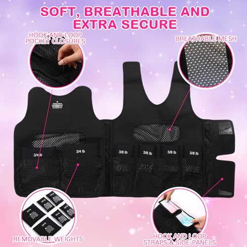 Weighted Vest for Kids Ages 4 to 7 and Ages 8+ Boy Girl Adjustable Breathable Compression Vest for Processing Issue(Mermaid,Medium,Tie-dye)