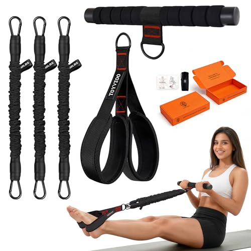 Adjustable Pedal Resistance Band, 3-Tube Pedal Puller for Sit Up Exercise, Tummy Trimmer for Abdomen, Waist, Arm, Leg & Full Body Workout, Home Gym Fitness for Men & Women - color: black, size: 40lbs