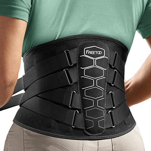 FREETOO Back Brace For Lower Back Pain Relief, Back Support Brace Men Women - size: Large (Waist: 40.5～47.2 Inch)