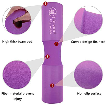 J Bryant Barbell Pad Set with 2 Ankle Straps for Cable Machines Hip Resistance Band Weight Lifting Straps Thick Cushion Hip-Thrusts Pad with Carry Bag for Squats Bench Press Workout - color: purple set