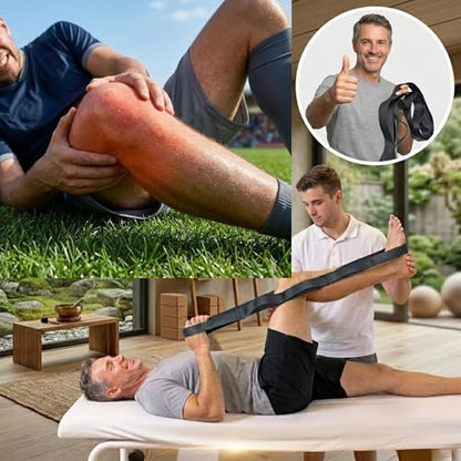 Stretching Strap with 12 Loops, Non-Elastic Physical Therapy with Carry Bag | Premium non elastic yoga straps for injury recovery, rehab flexibility training, hamstring stretch & physical therapy