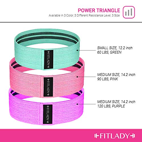 3 Butt Bands | 3 Booty Bands | 3 Glute Bands | 3 Hip Bands for Women with 3 Levels of Resistance | Non-Slip Fabric for Squats & Lunges | Includes Free Pouch and Exercise Manual | Upgraded!