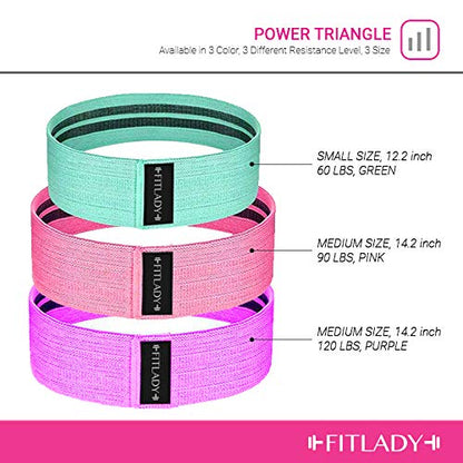 3 Butt Bands | 3 Booty Bands | 3 Glute Bands | 3 Hip Bands for Women with 3 Levels of Resistance | Non-Slip Fabric for Squats & Lunges | Includes Free Pouch and Exercise Manual | Upgraded!