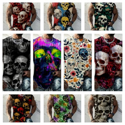 domirica Graphic Tank Tops Men Skull Printed Sleeveless Summer Oversized Loose Gym Workout Breathable Sportswear