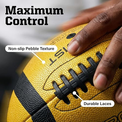 PassCatch Training Football for Youth&Kids(Ages 5-14),Fatherless Bounce Back Size 7 Football Practice Equipment,Solo Passing Catching Training Hand-Eye Coordination (Deflated)