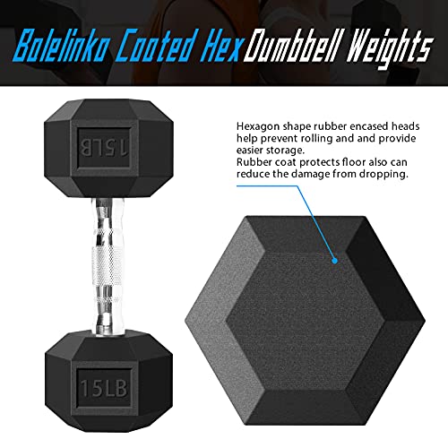 Balelinko Rubber Grip Encased Dumbbell Cast Iron Weight with Anti-Slip Handle Dumbbell -Strength Training Equipment - Home Gym Accessories - Full Body Workout - Muscle Building - color: e.15 Pounds,Pair