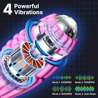 Mini Massage Ball 4 Speeds Vibrating Massage Roller Ball for Foot,Leg,Palm,Hand,Neck,Back,Trigger Point Portable Muscle Plantar Fasciitis Relief Relaxation for Athletes & Office Workers (Pink)