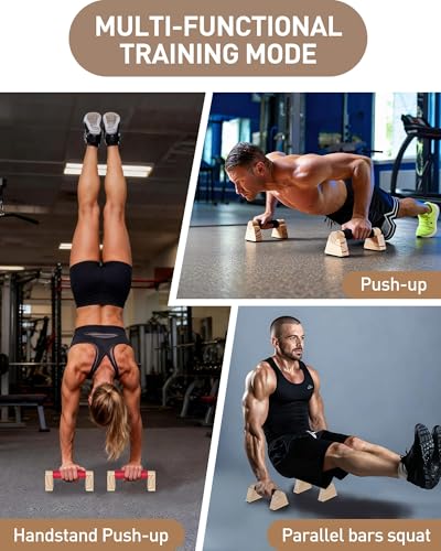 Wood Push Up Bars, Non-Slip Calisthenics Equipment for Strength Training, Solid Wood Calisthenics Bars & Parallettes Bars, Push Up Handles for Floor Exercises