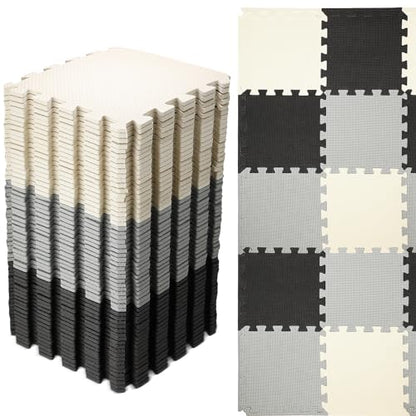 Nuanchu 60 PCS Kids Foam Puzzle Mat,Black, White, Gray - color: Black, White, Gray