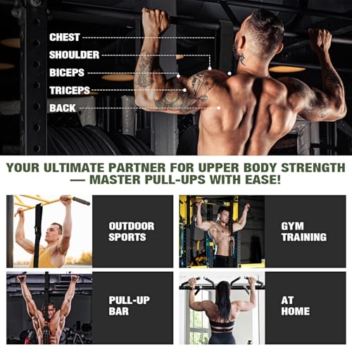 Pull Up Assistance Bands, Pull Up Bar Resistance Bands, Pull Up Bands for Enhanced Strength Training, Muscle Training, 3 Heavy-Duty Adjustable Pull Up Assist Strap & Comfortable Foot Strap - style: Black