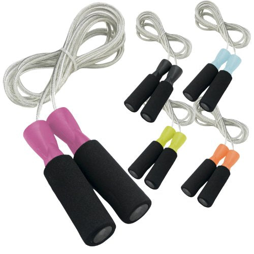 DA VINCI Weighted 10 ft Adjustable Speed Cable Jump Rope with Ball Bearing Handle Mechanism and 1/3 lb Weight in Each Handle - color: Pink