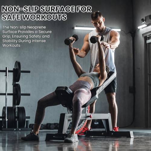 Neoprene Hexagon Dumbbells with Cast Ergo Handle (1 to 15lbs Pack of 1, 2, 4) | Durable Anti-Slip Exercise & Fitness Strength Training Free Weights for Home Gym | Black | For Men & Women