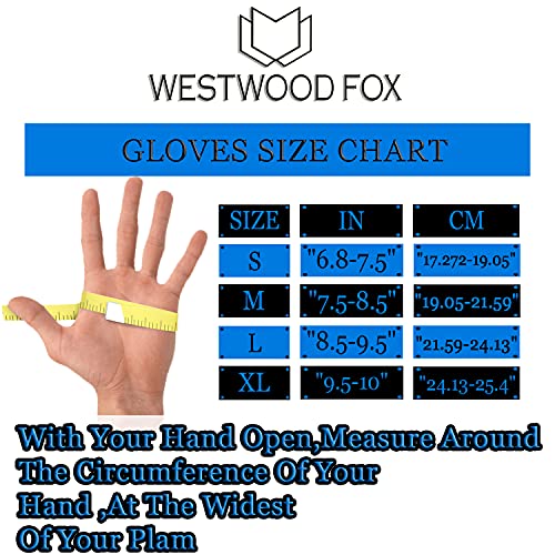 WESTWOOD FOX Cycling Gloves for Men - Full Finger BMX & Mountain Bike Gloves with Touchscreen, MTB, Padded Anti-Slip Grips for Men, Women & Wheelchairs
