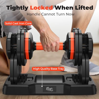 FLYBIRD Adjustable Dumbbell Set of 2, 110LB/50LB Weights Dumbbell Set for Home Gym Exercise & Fitness, Fast Change Weights with Anti-Slip Handle, Multiweight Options for Full Body Workout
