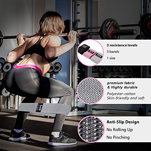 EnriQ Booty Bands Fabric Resistance Bands for Legs and Butt - Non Slip Cloth Hip Bands Elastic Workout Bands - Activate Glutes and Thighs - Made of Premium Elastic Fabric
