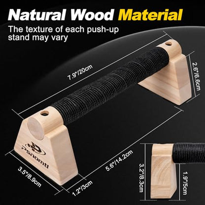 Push Up Bars, Wooden Parallettes Bars 2PCS, Calisthenics Equipment with Non-Slip Base, Perfect Pushup & Calisthenics Bar, Push Up Handles for Floor, and Pushup Handles for Men