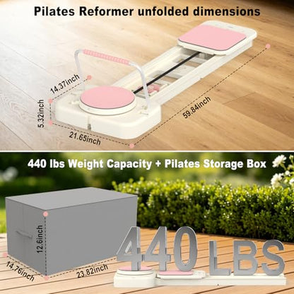 Pilates Reformer Board, Foldable Reformer for Full Body Exercise, Portable Pilates Equipment for Home Gym – Improve Posture & Flexibility