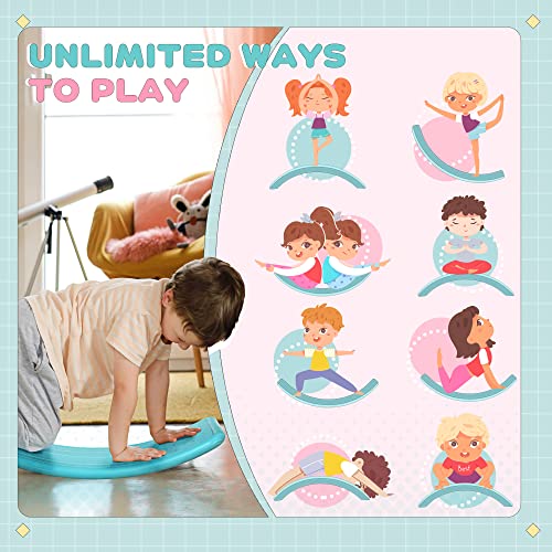 Qaba 32" Balance Board Kids, Wobble Board for Kids Toddlers, Curvy Rocker Board, Ended Preschool Learning Montessori Waldorf Toy, Ages for 3-6 Years Old