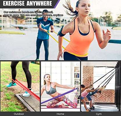 VEICK Pull Up Assist Resistance Bands for Home Gym - color: Purple/Black/Red/Yellow Set of 4 (0.3-1.1in)