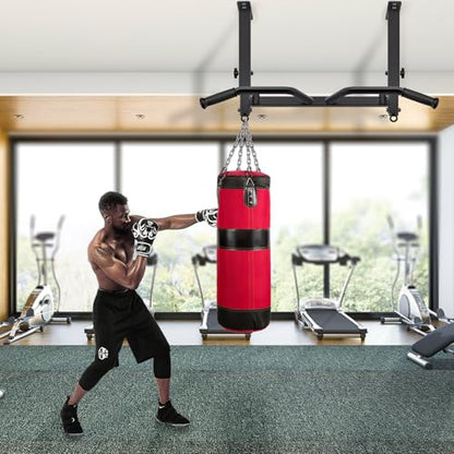 SELEWARE Heavy Duty Welded Pull Up Bar Wall/Joist/Ceiling Mount Chin Up Bar - color: F1: Black 24" Ceiling Mount Pull Up Bar
