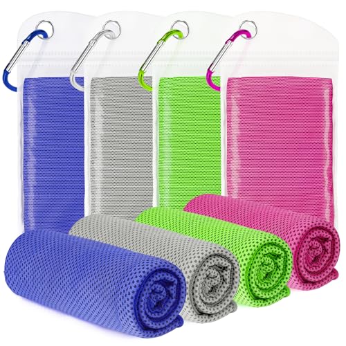 4 Pack Cooling Towels for Neck and Face(40"x12"), Cooling Neck Wraps, Ice Towel for Hot Weather, Soft Breathable Gym Towel, Cool Towel for Workout, Camping, Yoga, Sport, Running - color: Royal Blue/Gray/Green/Magenta