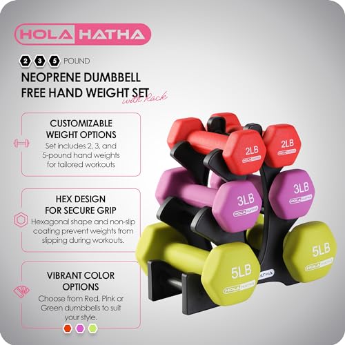 Neoprene Dumbbell Weights Set w/Rack, Home Gym Equipment - Portable Weighted Exercise Dumbbells for Fitness, Training, and Lifting Workouts