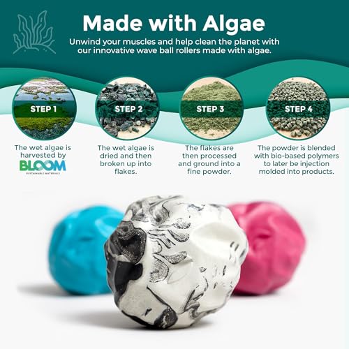 Wave Massage Ball Roller – Textured Lacrosse Ball, Plantar Fasciitis Relief, Muscle Knot Therapy, Myofascial Release, Feet Pain – Travel Size (Black Marbled, Miami Blue, Hot Pink) Pack of 3 - color: Pack of 3 (Black Marbled, Miami Blue, Hot Pink )