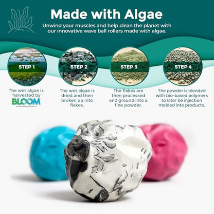 Wave Massage Ball Roller – Textured Lacrosse Ball, Plantar Fasciitis Relief, Muscle Knot Therapy, Myofascial Release, Feet Pain – Travel Size (Black Marbled, Miami Blue, Hot Pink) Pack of 3 - color: Pack of 3 (Black Marbled, Miami Blue, Hot Pink )