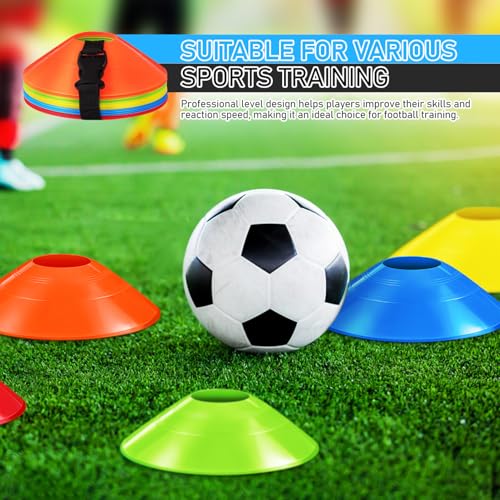 Toyvian Soccer Disc Cones for Training - 30 Multi-Color Agility Practice Cones with Mesh Bag 7.40 Inch Durable Pe Cones for Football Basketball Sports Drills