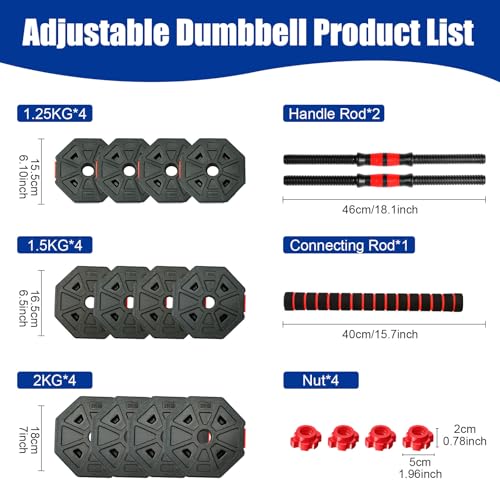 Adjustable Weights Dumbbells Set, Non-Rolling Adjustable Dumbbell Set, Free Weights Dumbbells Set Hexagon, Weights Set for Home Gym, 44 Lbs