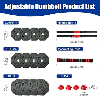 Adjustable Weights Dumbbells Set, Non-Rolling Adjustable Dumbbell Set, Free Weights Dumbbells Set Hexagon, Weights Set for Home Gym, 44 Lbs