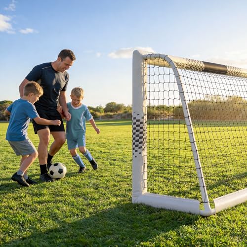 Soccer Goal for Backyard, 8x5/6x4 FT Heavy Duty Soccer Net with Safety Foam Padded Metal Post, Durable Goals with Training Set Agility Ladder & 12 Cones for Youth & Adults Practice - size: 6x4 FT