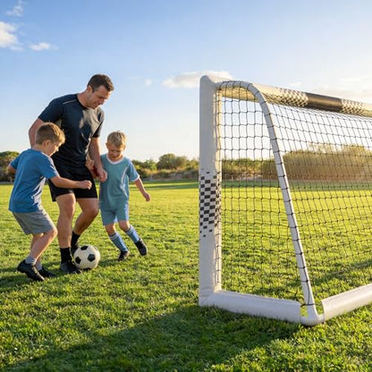 Soccer Goal for Backyard, 8x5/6x4 FT Heavy Duty Soccer Net with Safety Foam Padded Metal Post, Durable Goals with Training Set Agility Ladder & 12 Cones for Youth & Adults Practice - size: 6x4 FT