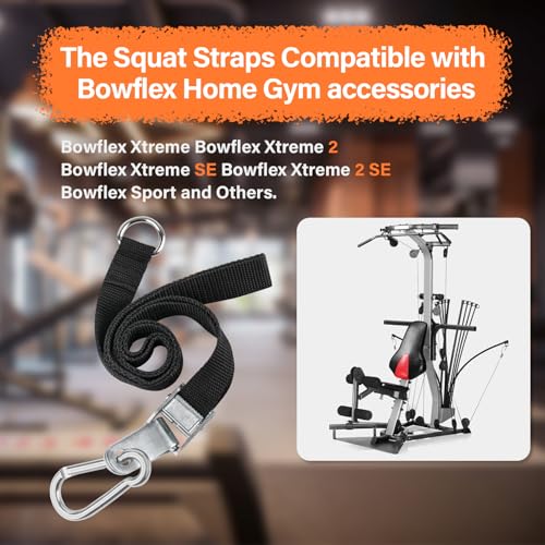 42'' Adjustable Squat Straps Compatible With Bowflex Xtreme 2 SE Home Gym Accessories, Squat Bar Lat Tower Straps Attachment Also Fit for Most Home Gym Cable Extensions