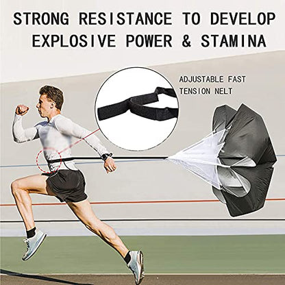 Resistance Parachute Speed Sprint Training Chute, Running Parachute Resistance Trainer with Adjustable Belt, Improving Speed/Stamina/Strength