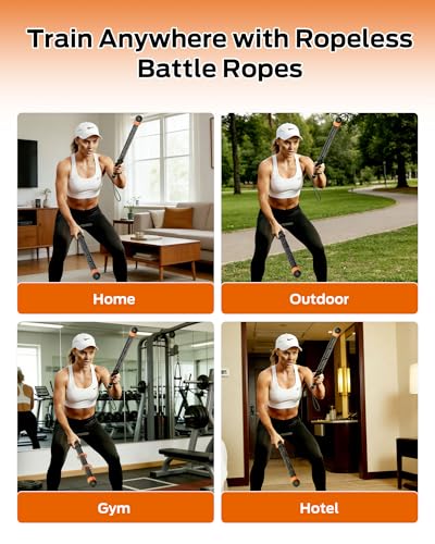 2PCS Ropeless Battle Ropes with Resistance Bands for Home Gym Workouts - color: Black