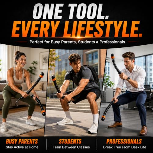 Ropeless Battle Ropes Adjustable Weighted Cordless Battle Rope Sticks for Home Gym, Portable Full Body Workout Equipment for Cardio & Strength Training, Includes Wrist Straps & Carry Bag