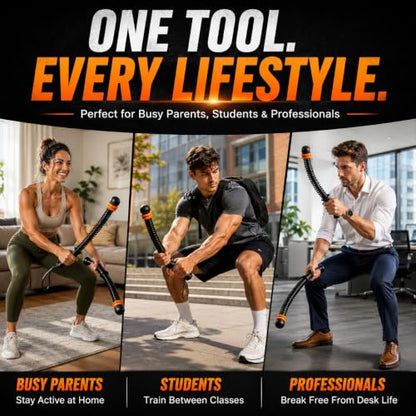 Ropeless Battle Ropes Adjustable Weighted Cordless Battle Rope Sticks for Home Gym, Portable Full Body Workout Equipment for Cardio & Strength Training, Includes Wrist Straps & Carry Bag