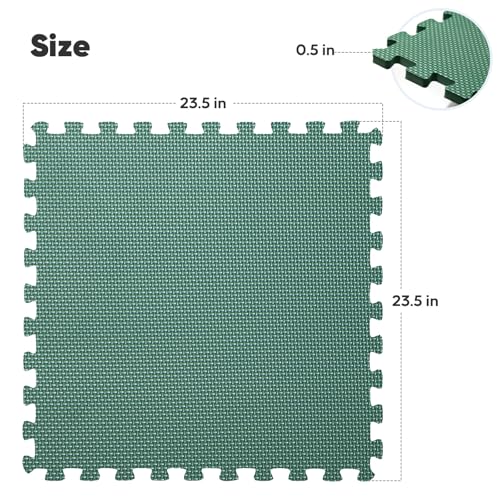 24 Pack Home Gym Mat, Puzzle Exercise Mat, EVA Interlocking Foam Floor Tiles for Home Workout Equipment and Kids' Play Areas - Blue, 24 in x 24 in x ½ in - (Green, 24 Pack(96 SQ FT))
