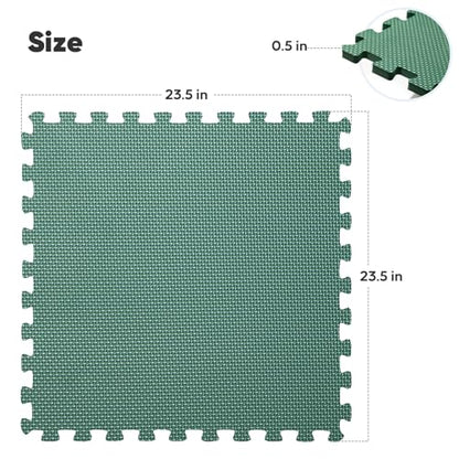 24 Pack Home Gym Mat, Puzzle Exercise Mat, EVA Interlocking Foam Floor Tiles for Home Workout Equipment and Kids' Play Areas - Blue, 24 in x 24 in x ½ in - (Green, 24 Pack(96 SQ FT))