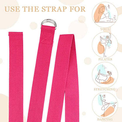 6 Pcs Yoga Strap for Stretching 8 Ft Yoga Exercise Adjustable Straps Bands with Safe Adjustable D Ring Buckle for Pilates Gym Workouts Fitness Improves Sitting Posture