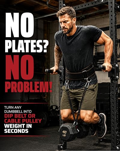 THEFITGUY Dumbbell Loading Straps for Dip Belt & Cable Pulley