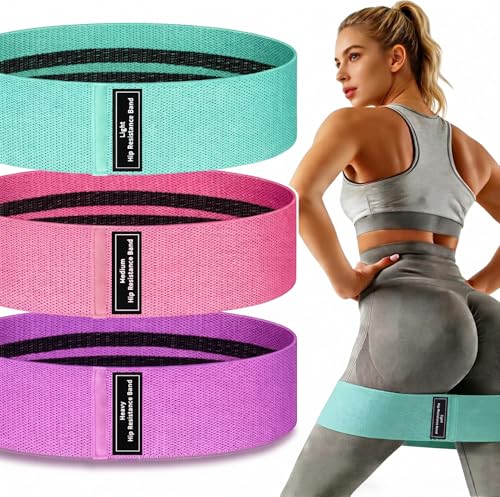 Non-Slip Fabric Resistance Bands Set, 3 Levels of Exercise Bands for Working Out - Durable & Portable Strength Training for Home Gym, Physical Therapy, Yoga & Stretching - Fitness for Men & Women